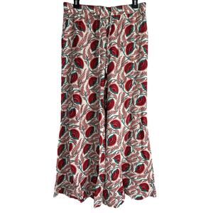 Utsa Women’s Size Medium Wide Leg Floral Block Print Drawstring‎ Pants